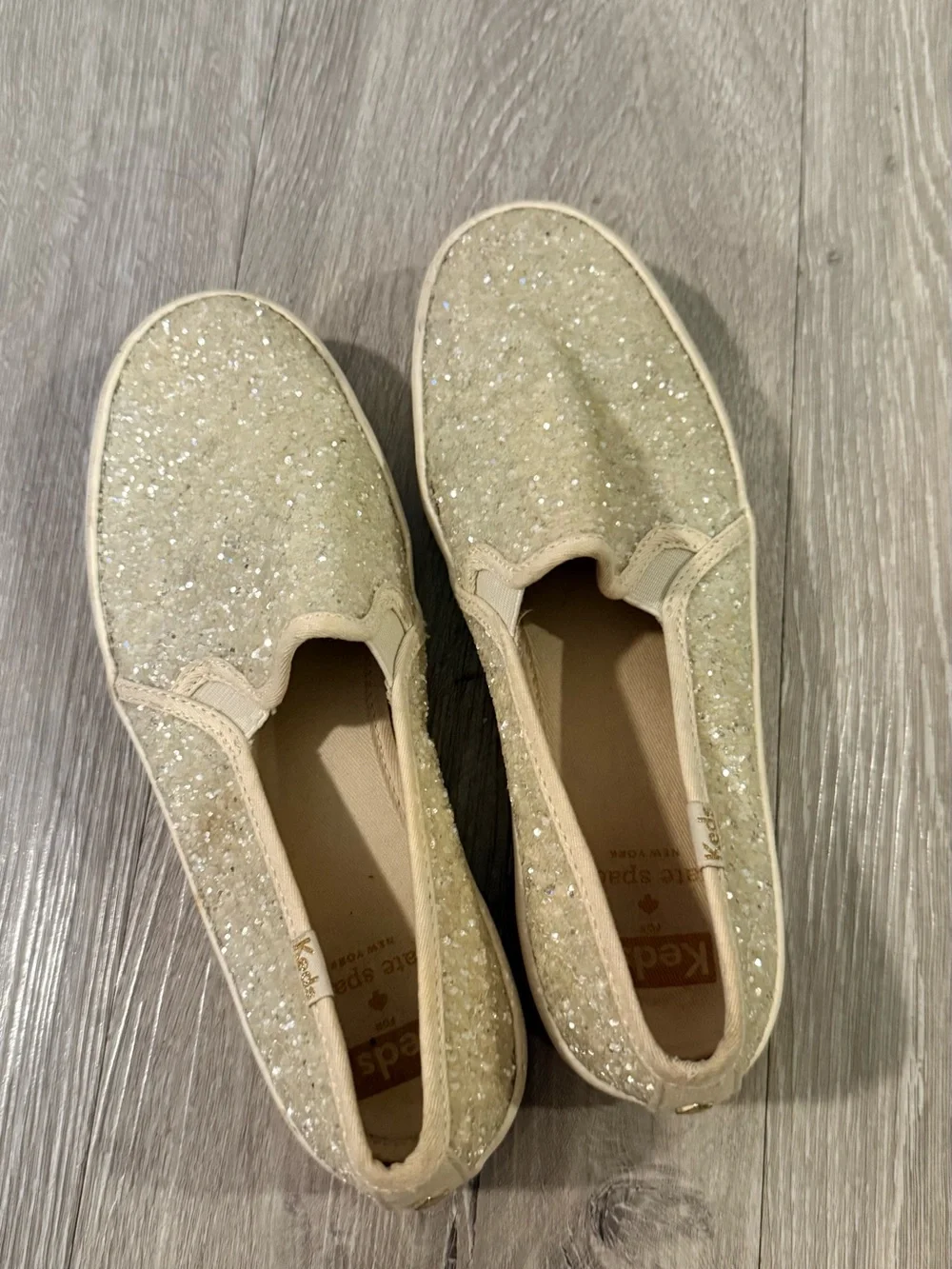 Keds x Kate Spade Double Decker Champagne Glitter Slip On sneakers 🤩